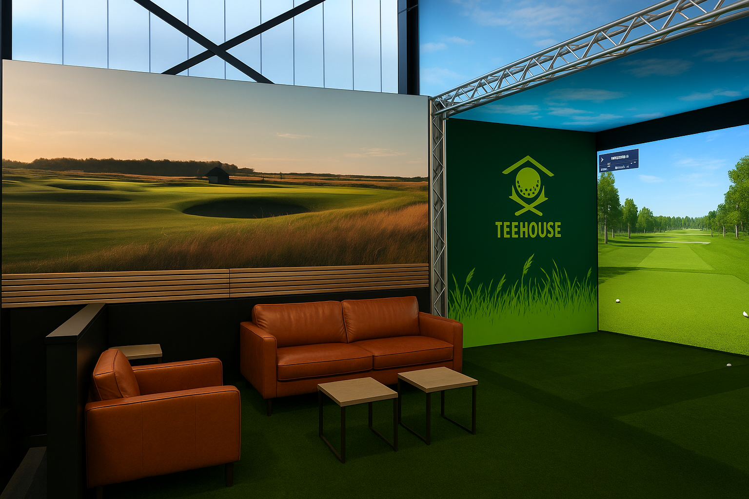 Close-up of golf simulator launch monitor